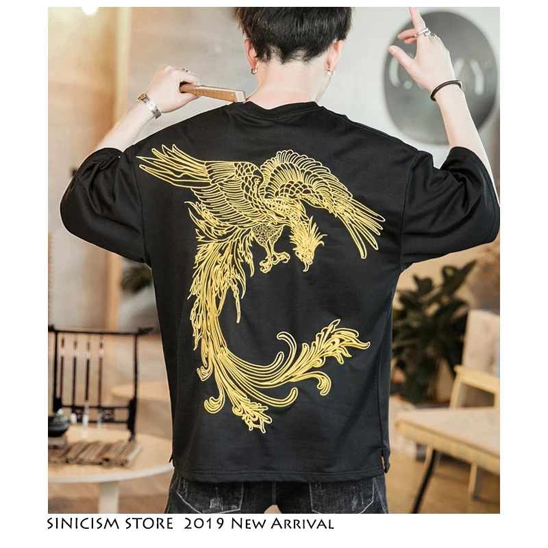 Мужская Повседневная футболка Sinicism Store Винтажная из хлопка и льна в китайском