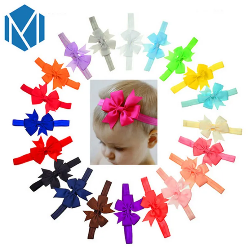 20 шт./лот Детская повязка на голову с бантом эластичная резинка для волос девочек