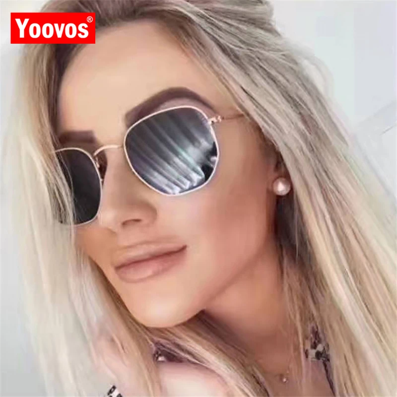 

Yoovos 2021 солнцезащитные очки в оправе из Сплава Женские винтажные очки женские классические металлические солнцезащитные очки в стиле ретро ...