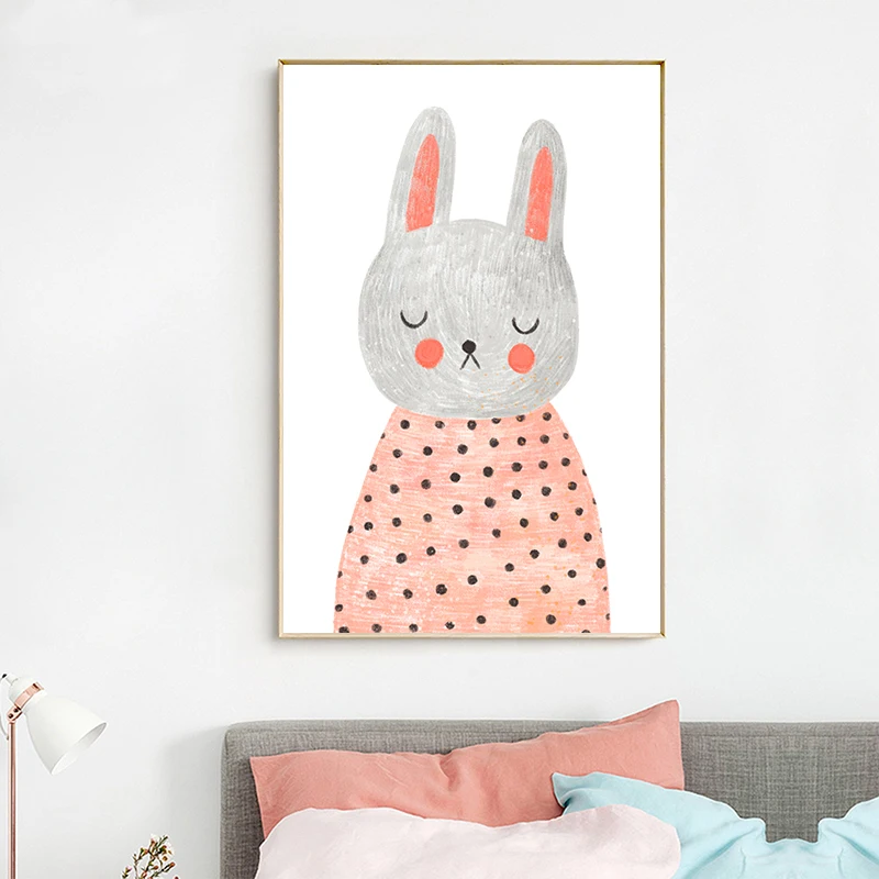 Современный милый плакат с мультяшными животными медведем Белым Кроликом