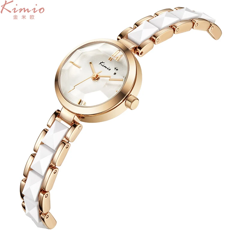 KIMIO Мода розовое золото браслет часы для женщин кварцевые s лучший бренд