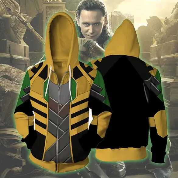 Золотой Толстовка Marvel Loki Laufeyson Loki на молнии, Толстовка для косплея, свитер для мужчин и женщин, одежда в стиле аниме, новинка - Цвет: Золотой