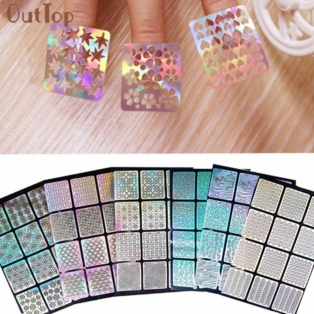 6 листов трафарет OutTop для дизайна ногтей|art tools|manicure stickersnail hollow |