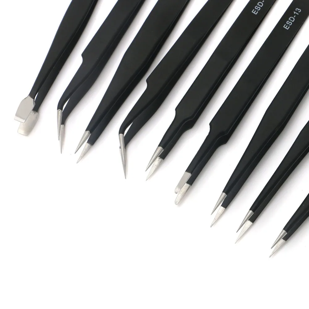 Набор пинцетов 9 в 1 DIYFIX антистатические щипцы из нержавеющей стали набор ручных