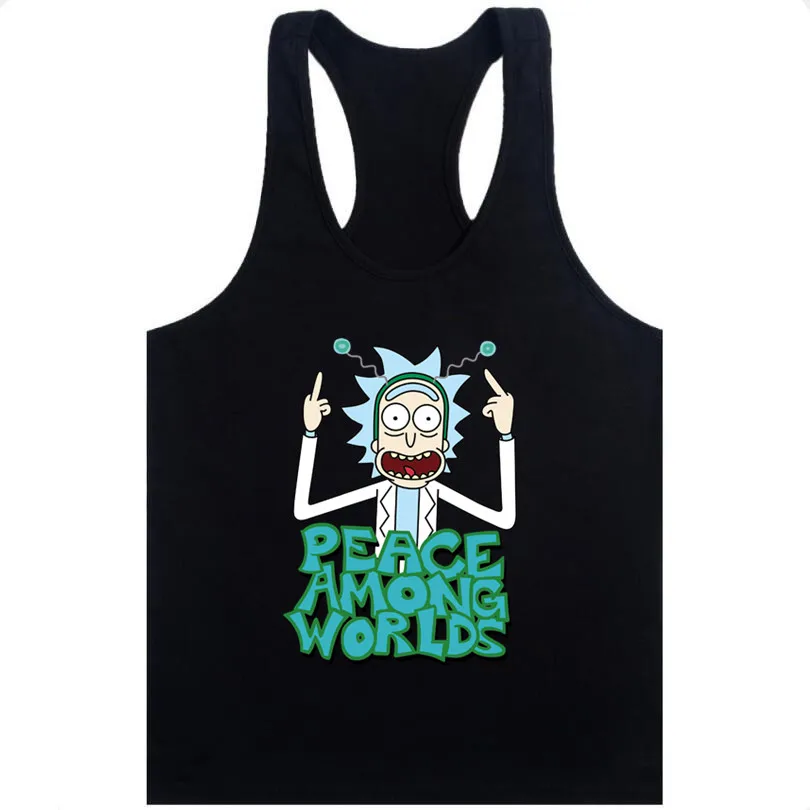 14 Black Free Rick, забавные мужские майки с принтом, майка для бодибилдинга фитнеса, хипстерские, забавные, Рик и Морти, повседневные майки - Цвет: 14 Black