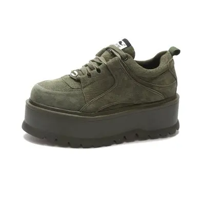 SWONCO/обувь в стиле ретро женские кроссовки на платформе Цвет черный зеленый