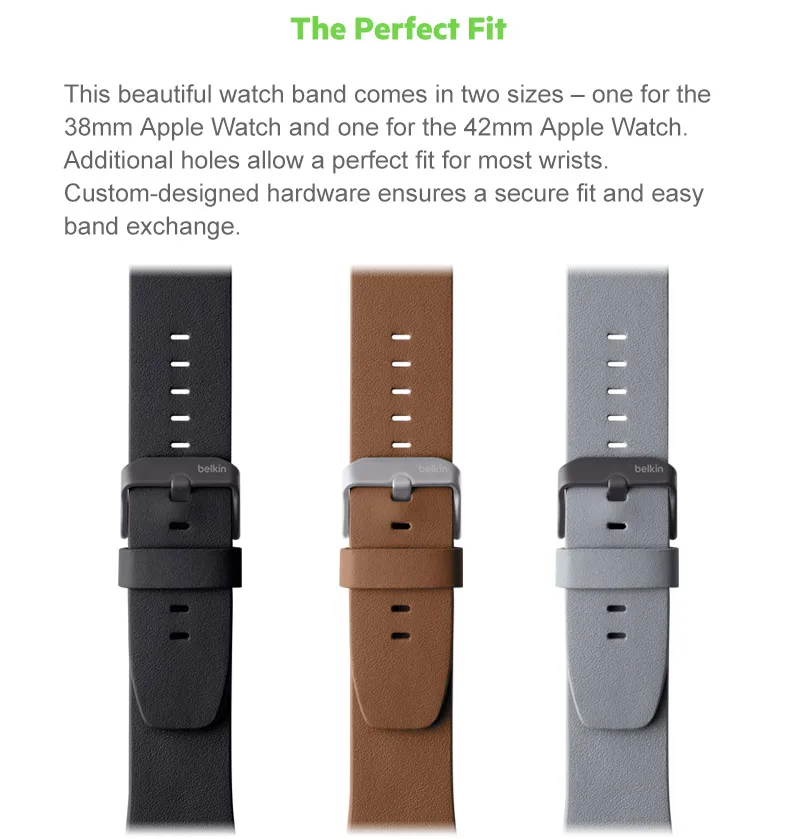 Belkin Оригинал Премиум классический итальянский кожаный ремешок для Apple Watch 38 мм с