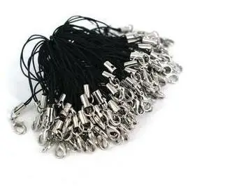 100 шт./лот серебряные черные шнурки для сотового телефона ремешки Лариат