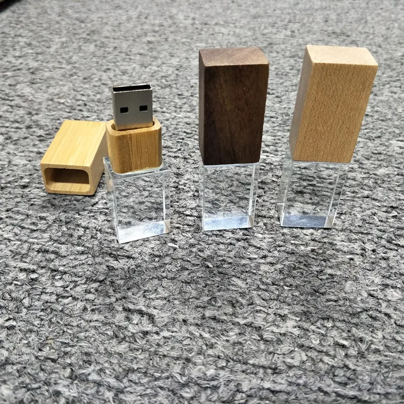 Пользовательский логотип Кристалл Деревянный usb 2,0 флэш-накопитель