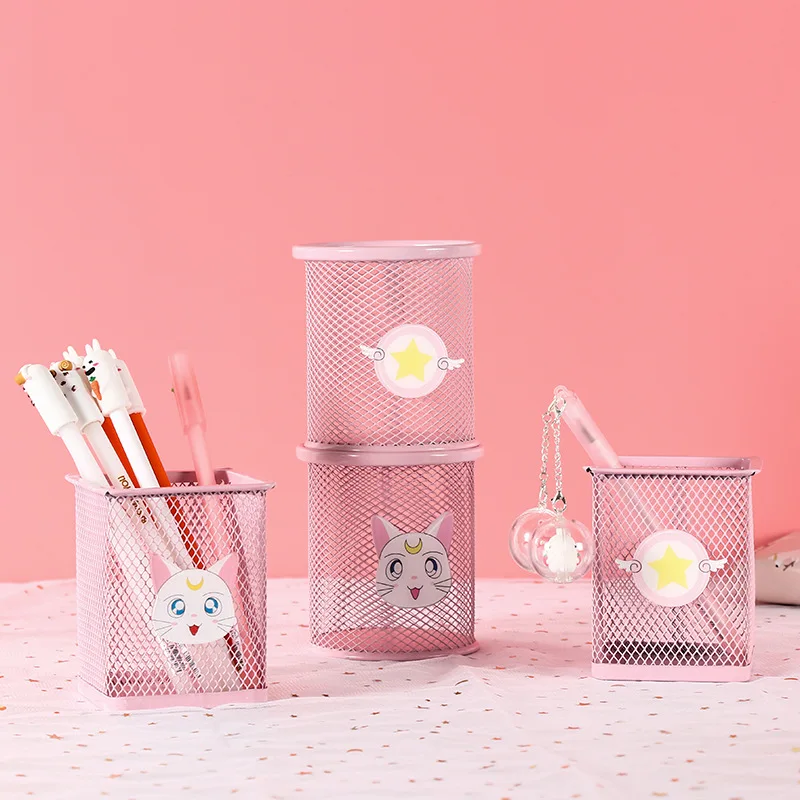 Милые Kawaii держатели для ручек металлический ящик хранения канцелярских