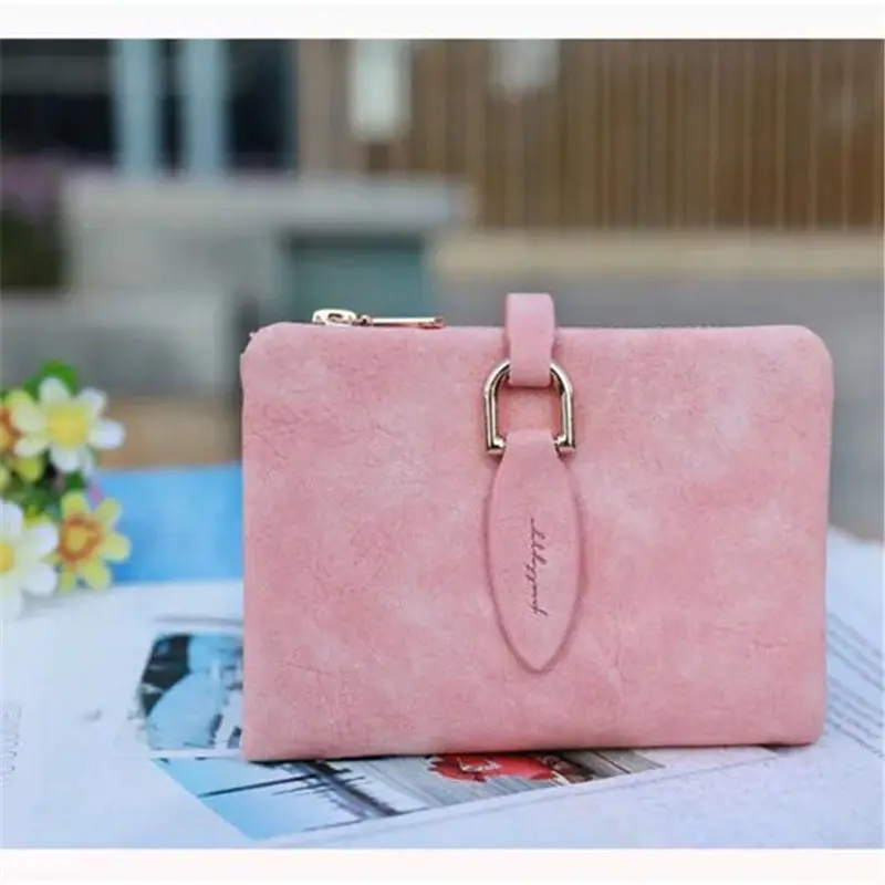 Новый дизайн Дамский короткий клатч с защелкой кошелек винтажный матовый