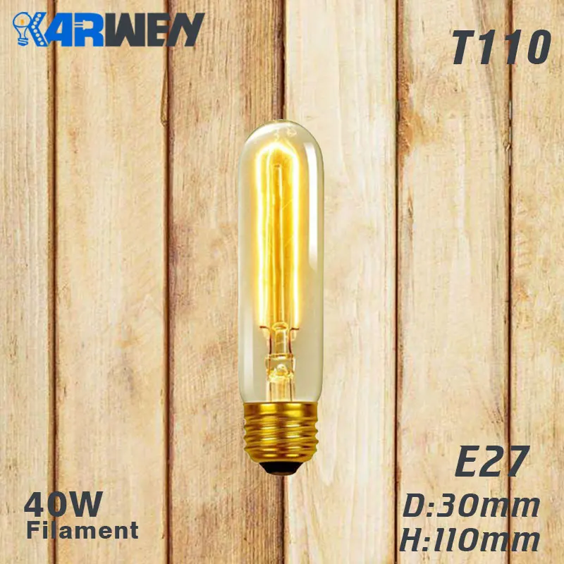 T10 filament KARWEN винтажная лампа Эдисона G80 G95 ST64 220 В 40 Вт лампы накаливания E27 ретро светильник Эдисона для украшения подвесных ламп - Цвет: T10 filament
