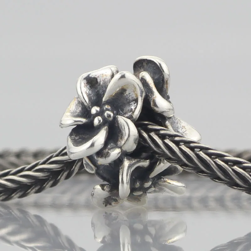 Твердое Серебро 925 пробы цветы разделительные бусины пробки Шарм Подходит