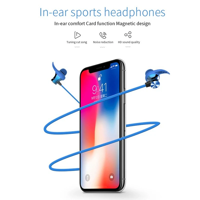 Магнитные аттракционы Bluetooth наушники спортивные наушники с защитой от пота 4,2 со встроенным микрофоном наушники Bluetooth гарнитура Hands free
