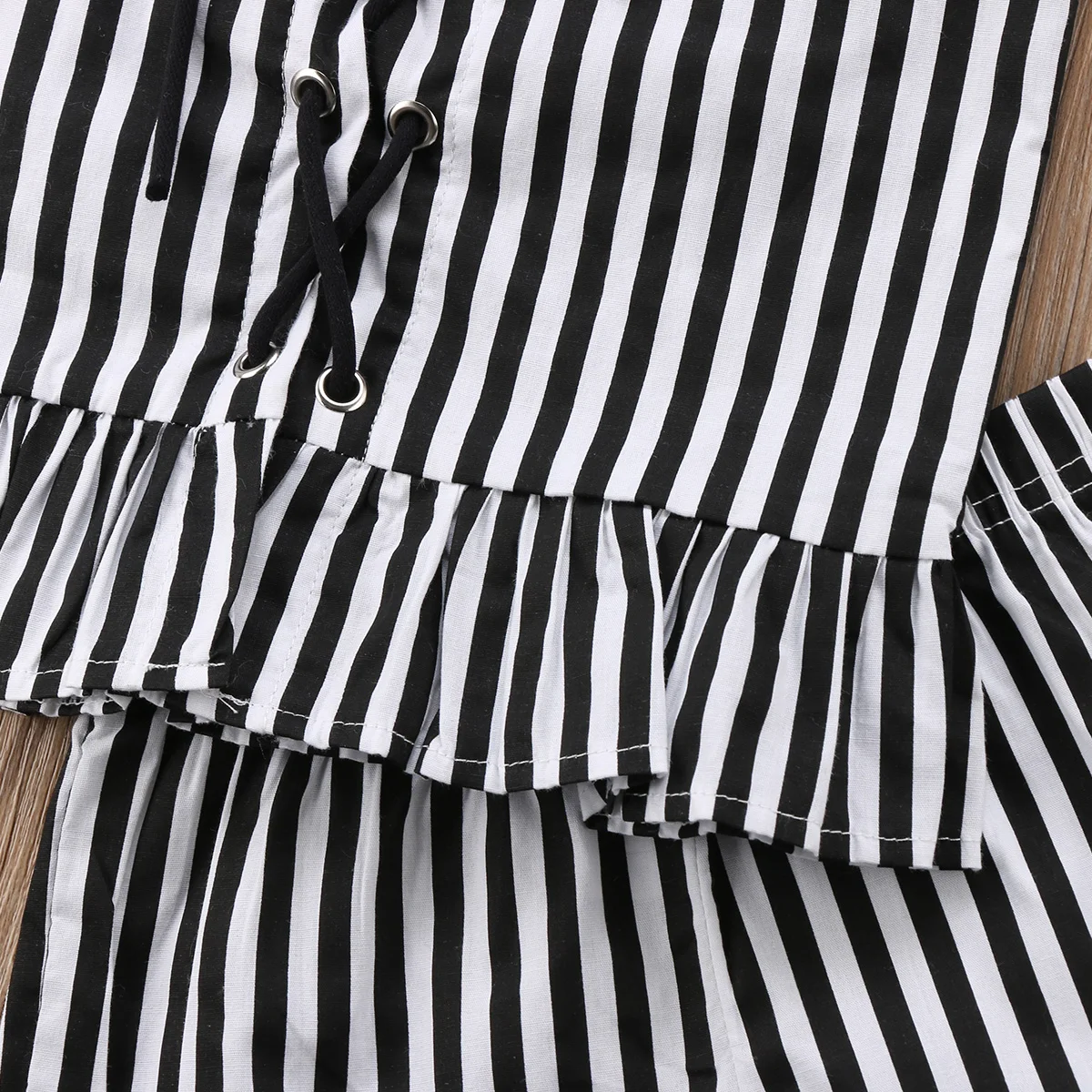 Милый комплект из 2 предметов для маленьких девочек полосатые топы без рукавов с