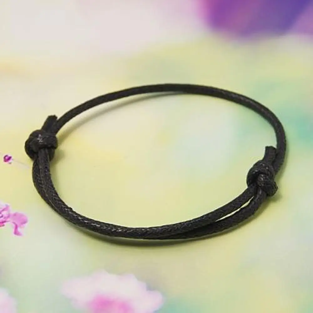 

50pcs Adjustable Black Wax Cord Bracelet Making, Diameter: 50~75mm, 2mm