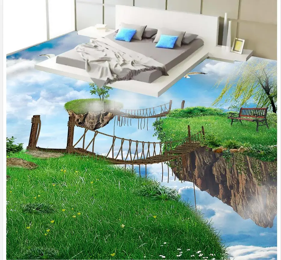 Sky Island деревянный коридор 3D Пол из ПВХ для стены ванной комнаты | Обустройство