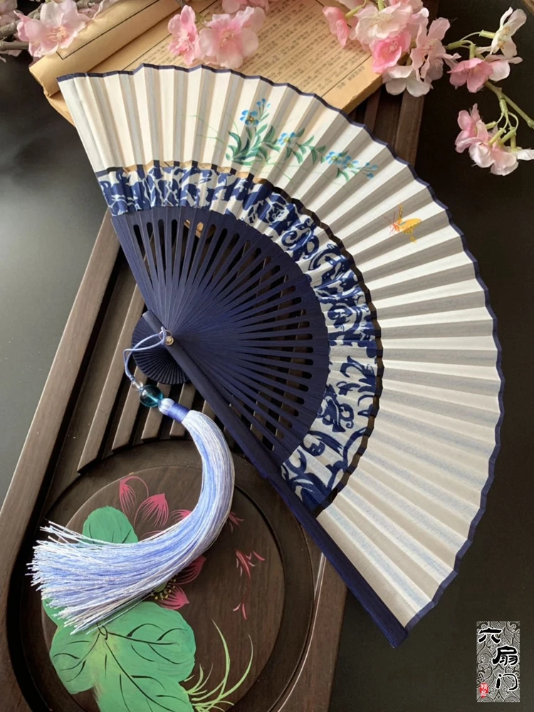 Китайский стиль двойной Веер Складной тканевый Ретро Чонсам ханьфу танцевальный