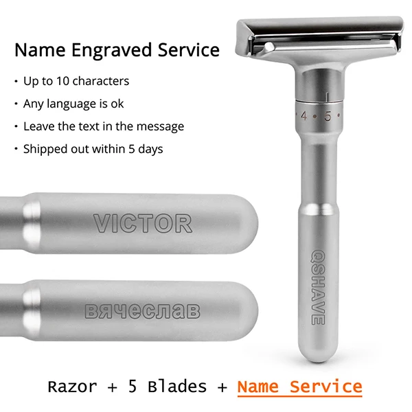 Your Name on Handle QSHAVE, регулируемая Безопасная бритва с двойным краем, Классическая мужская бритва, мягкая и агрессивная, 1-6 пилок для удаления волос, бритва с 5 лезвиями - Цвет: Your Name on Handle