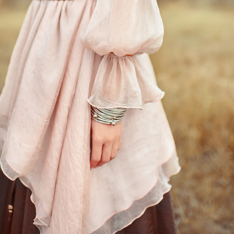 Женская винтажная рубашка LYNETTE'S зимняя Свободная шифоновая с вышивкой|chiffon shirt