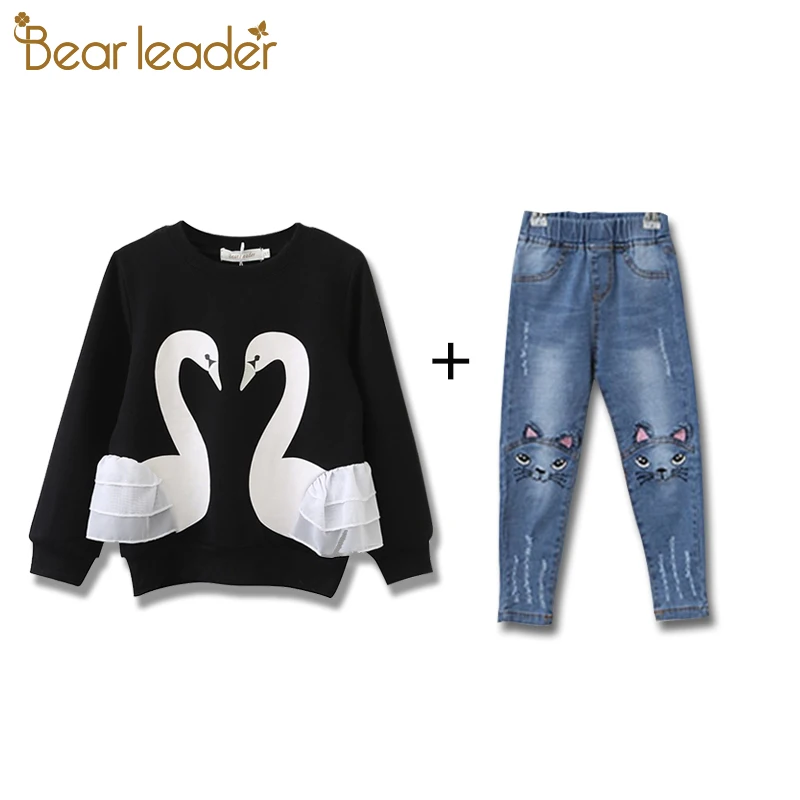Bear Leader/джинсы для девочек весенние брюки до колена с рисунком кота из мультфильма