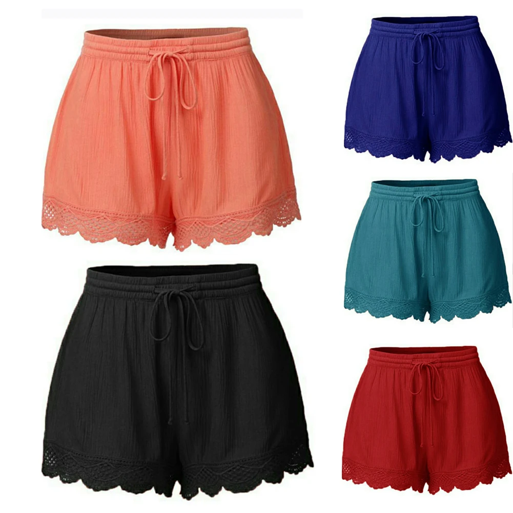 

Shorts Summer Women Ladies High Waist Casual Floral Beach Hot Shorts Lace Sexy Loose Green Solid Lady 2018 New Hot Sale Shorts