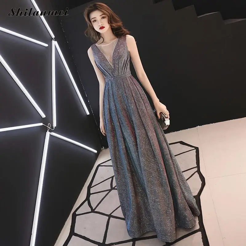 Fashion High Waist Sleeveless Women Long Dress 2019Summer Sexy V Neck Floor-Length Evening Party Female Backless maxi Robe | Женская