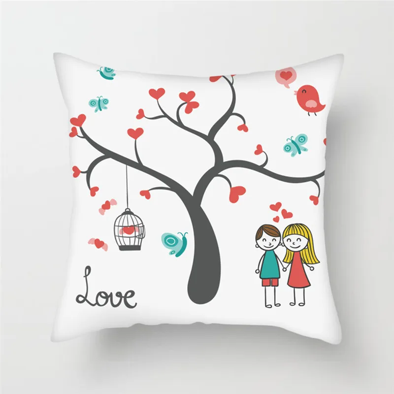 Fuwatacchi Cartoon Couple Printed Pillow Cover Throw Pillows Customize Cushion Decorative for Sofa Car Bedroom | Дом и сад