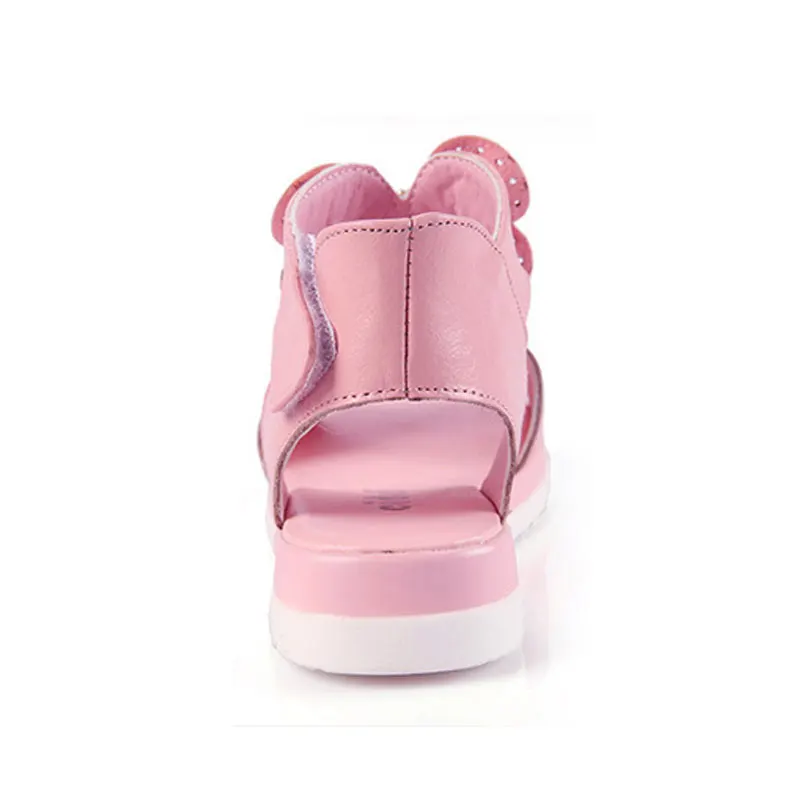 Princess Genuine Leather Sandals Size 26-37 Pink White Flats Beach Shoes Bowknot Flower High Quality Fashion Sandalias | Детская одежда
