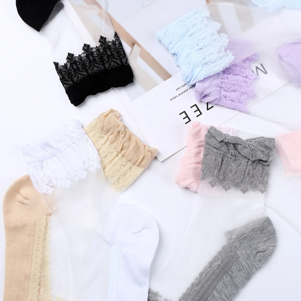 Женские носки летние новые кружевные до щиколотки с оборками мягкие удобные