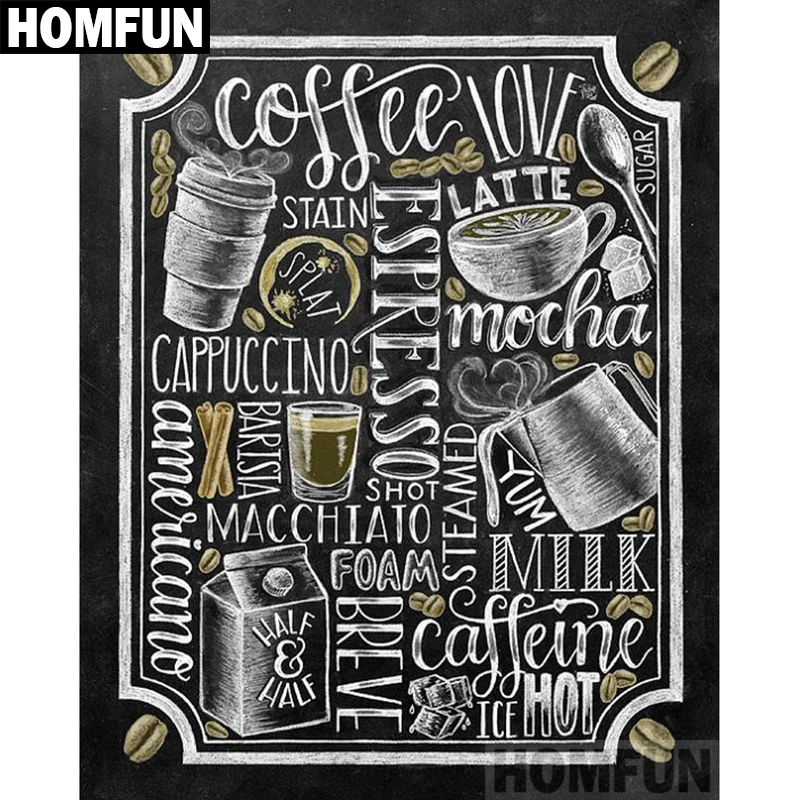 

Набор для алмазной вышивки HOMFUN A02511, картина «Love coffee» из квадратных/круглых страз, вышивка крестиком 5D «сделай сам», домашний декор