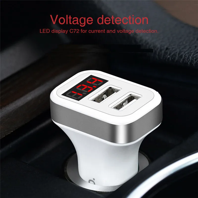 Robotsky Dual USB Автомобильное зарядное устройство, зарядное устройство для мобильного телефона, светодиодный адаптер с цифровым дисплеем для iPhone samsung 3.1A, быстрое автомобильное зарядное устройство