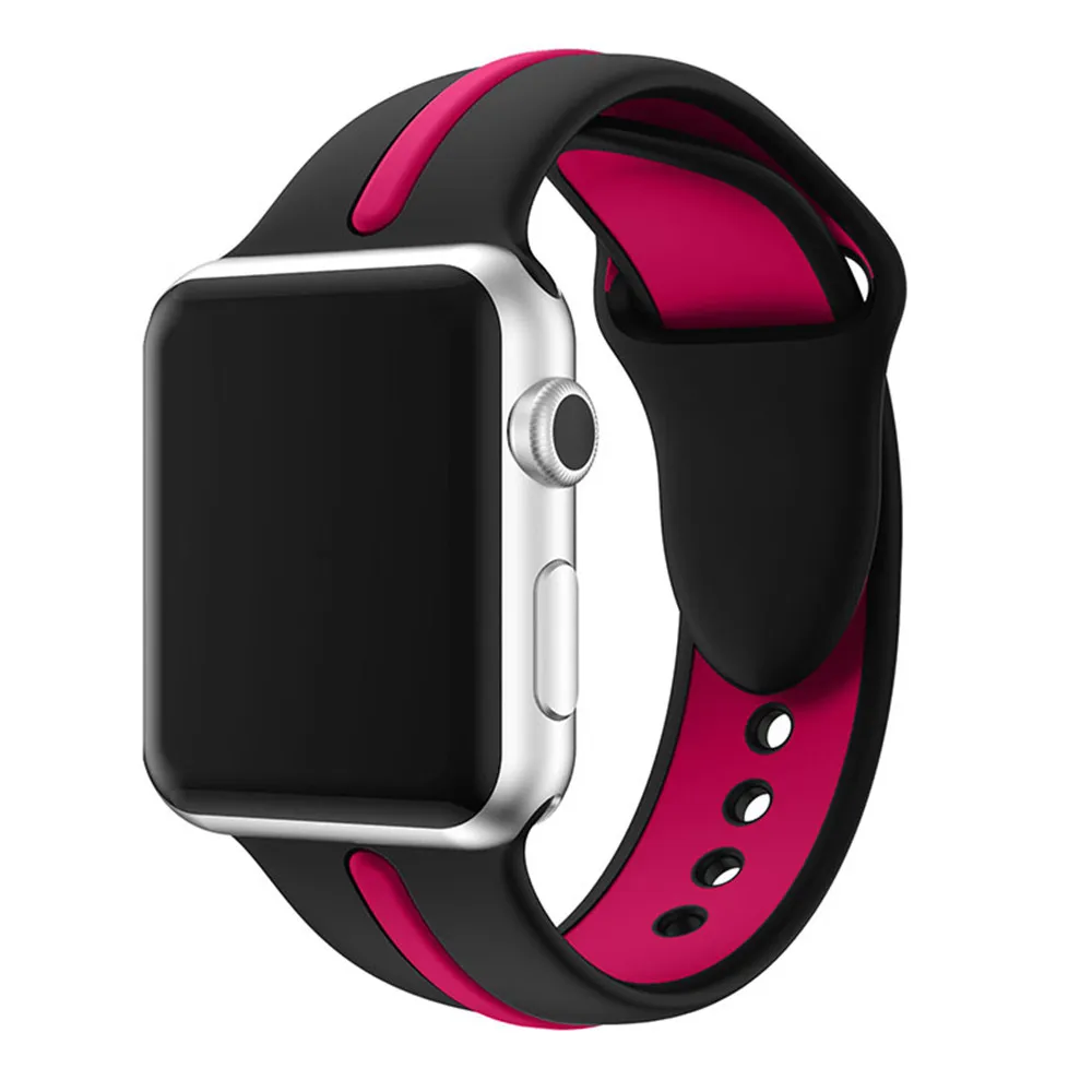 Ремешок спортивный для Apple Watch Series 1 2 3 M L сменный мягкий силиконовый браслет