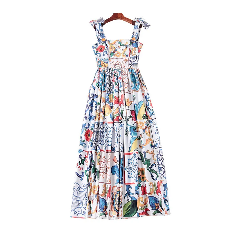 Европейский дизайнер Runway женские платья 2020 Лето Высокое качество спагетти