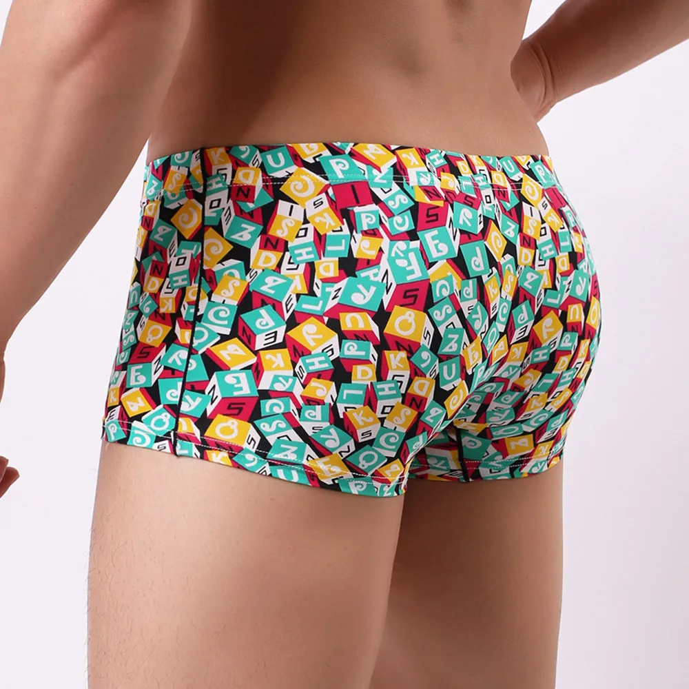 FeiTong Boxer Men Cueca Patchwork Print Boxer Shorts Bulge Pouch Underpants Gay Clothing Mens Underwear Boxers Brand