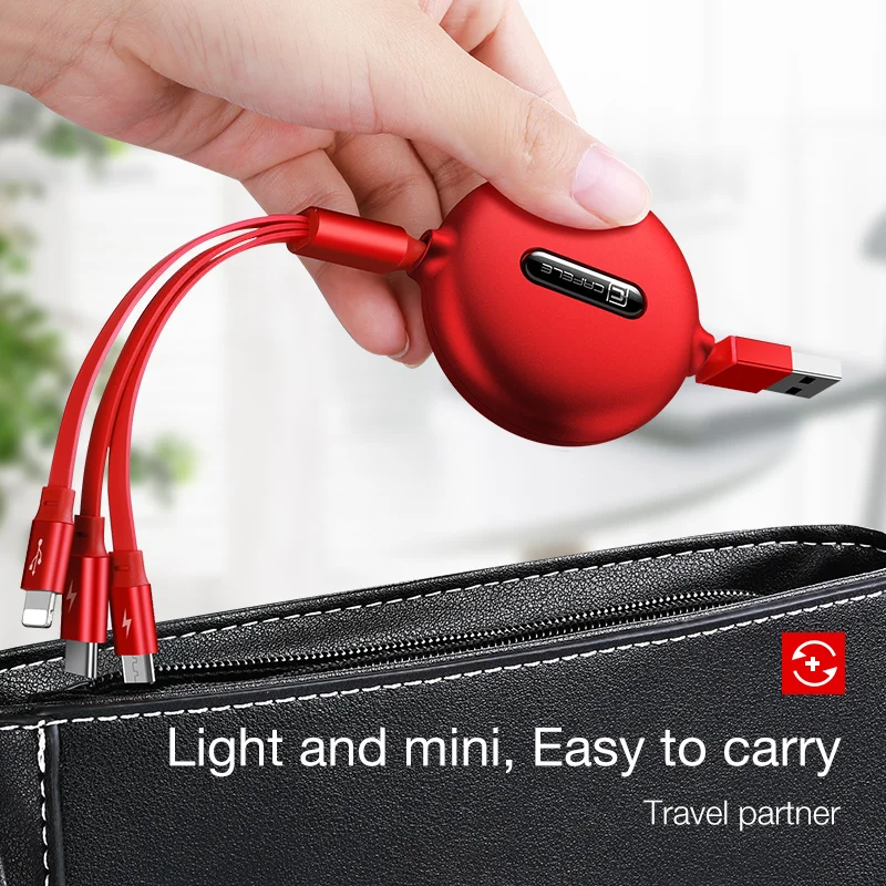 Выдвижной USB-кабель Cafele 3 в 1 кабель Micro USB Type-C для iPhone X 3A быстрой зарядки Huawei Samsung