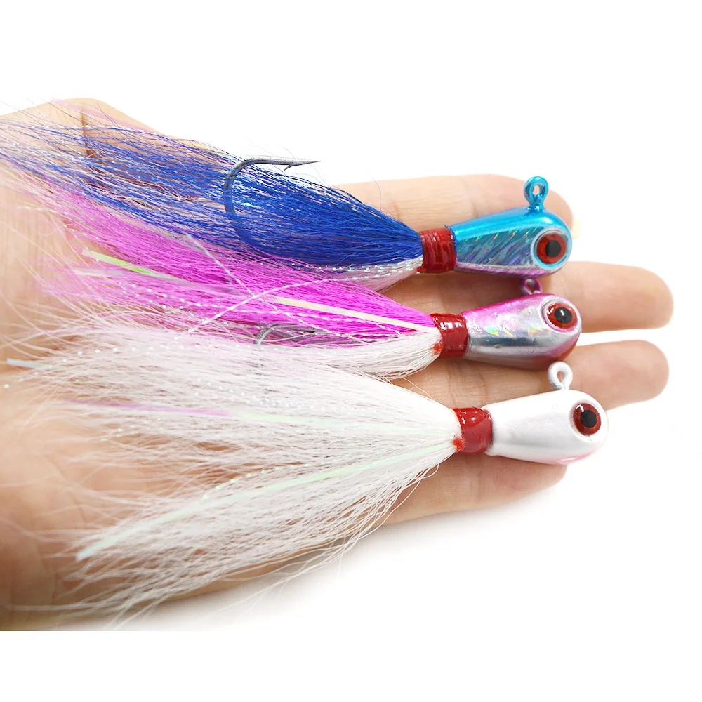 1OZ 3D глаза Bucktail джиг 5 видов цветов Big game морская Мормышка приманка со свинцовым