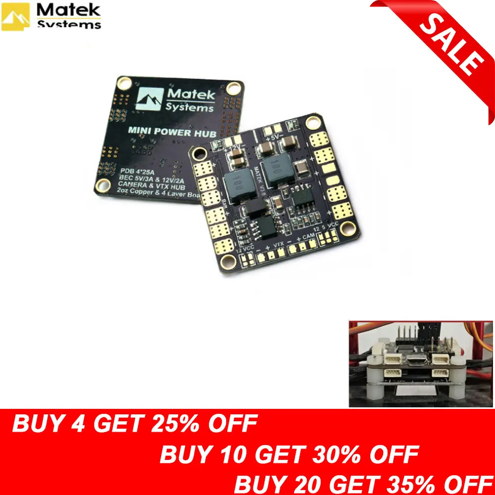 Matek мини Мощность концентратор Мощность распределительный щит PDB с BEC 5V 12V для съемкой от первого лица QAV250 ZMR250 Multicopter Quadcopter