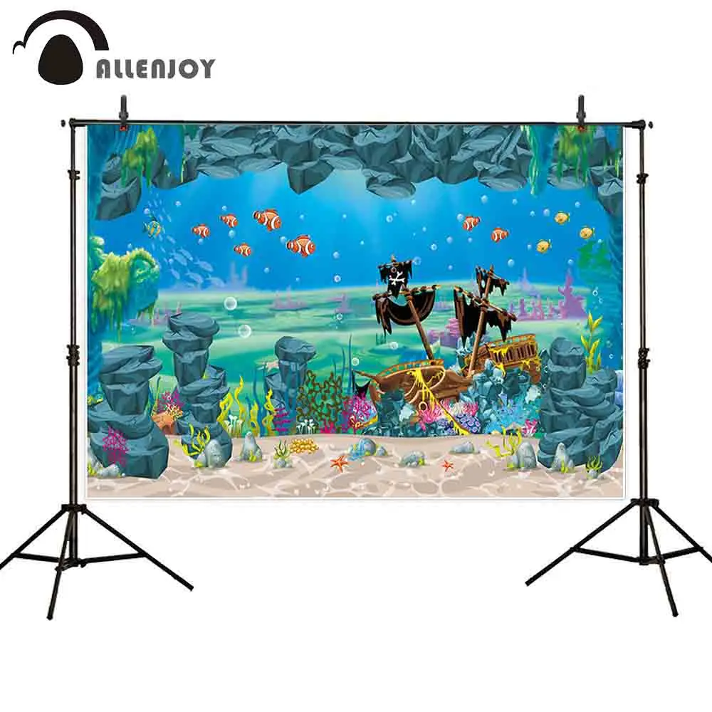 

Allenjoy photography backdrop pirate ship mermaid cave under sea background photocall photobooth photo studio shoot prop