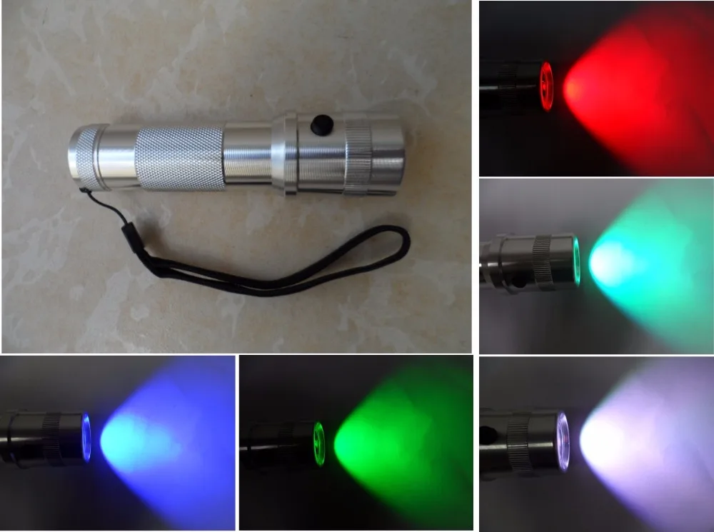 Светодиодный фонарик с изменением цвета RGB 3 Вт 10 цветов новый фонафонарь