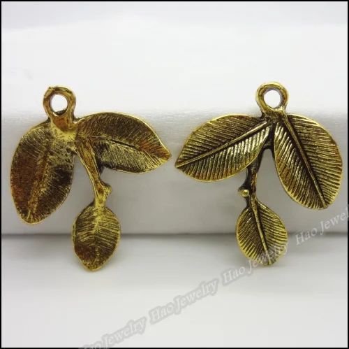 40 шт винтажные Подвески в виде листьев дерева антикварные золотые браслеты