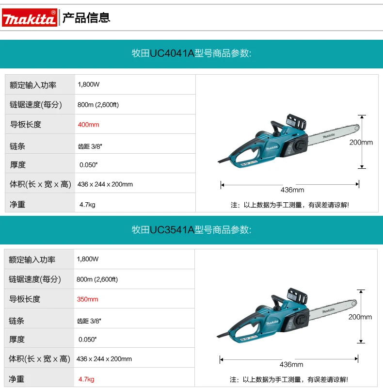 MAKITA пила 16 Большая Электрическая цепная пила UC4030A