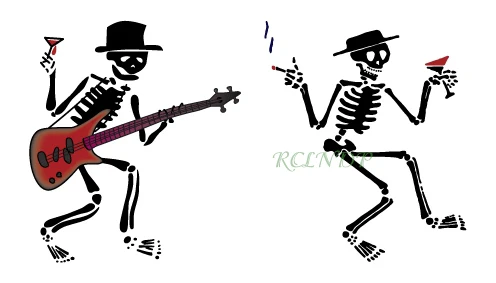 

Водостойкая Временная тату-наклейка, Хэллоуин, Череп, голова, гитара, тату-наклейки флэш-тату, искусственные татуировки для мужчин, девочек, ...