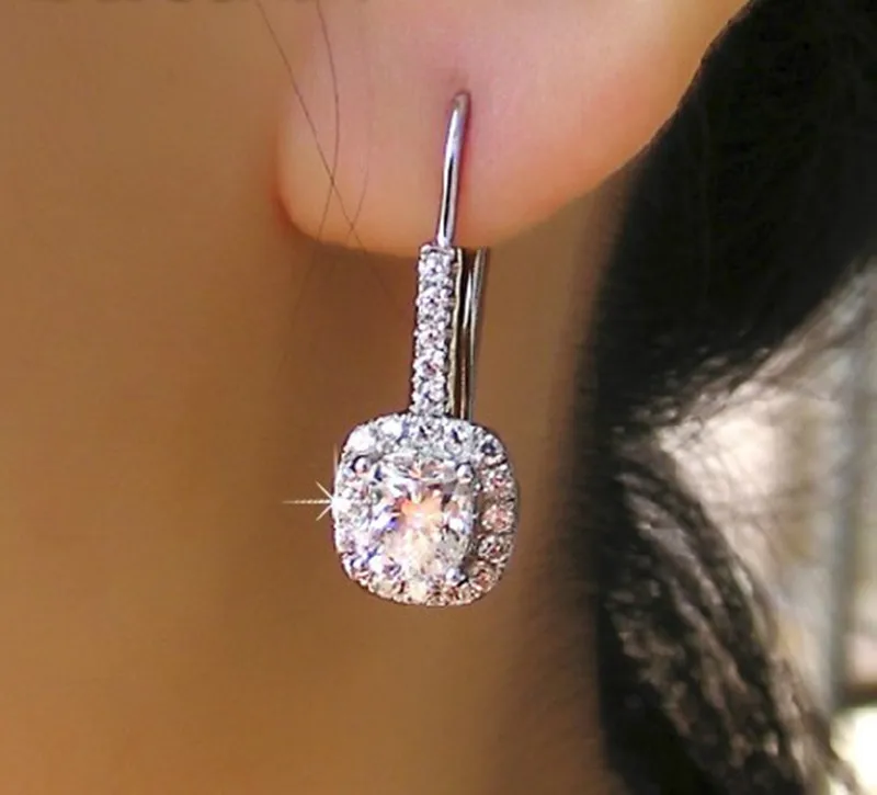 Сказочные 1Ct каждый 6*6 мм Подушка Cut синтетическая шпилька с алмазами серьги для