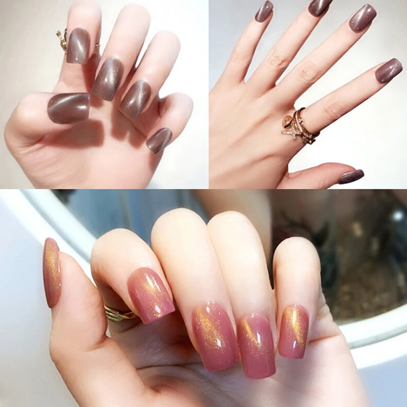 24 шт. Длинные накладные ногти с рисунком кошачий глаз 34 стиля гелевые для