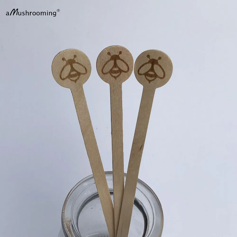 100 Мёд пчелы деревянные вечерние мешалки персонализированные биоразлагаемые