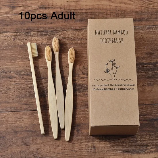 10PCS adults 20 штук в упаковке; костюм для родителей и детей; Мягкая зубная щетка с щетиной; Bamboo brosse a dent cepillo dientes Eco Capitellum; зубная щетка из бамбукового волокна - Цвет: 10PCS adults