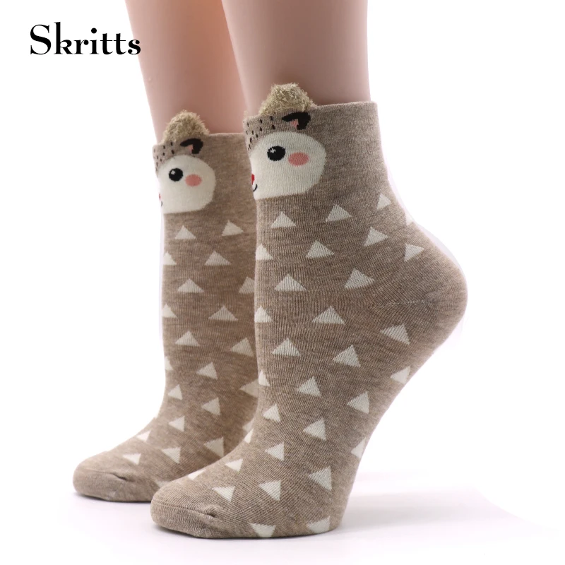 Skritts мультфильм носок для женщин милые животные узор носки теплые зимние креативные носки дамы красочные модные короткие забавные 1 пара