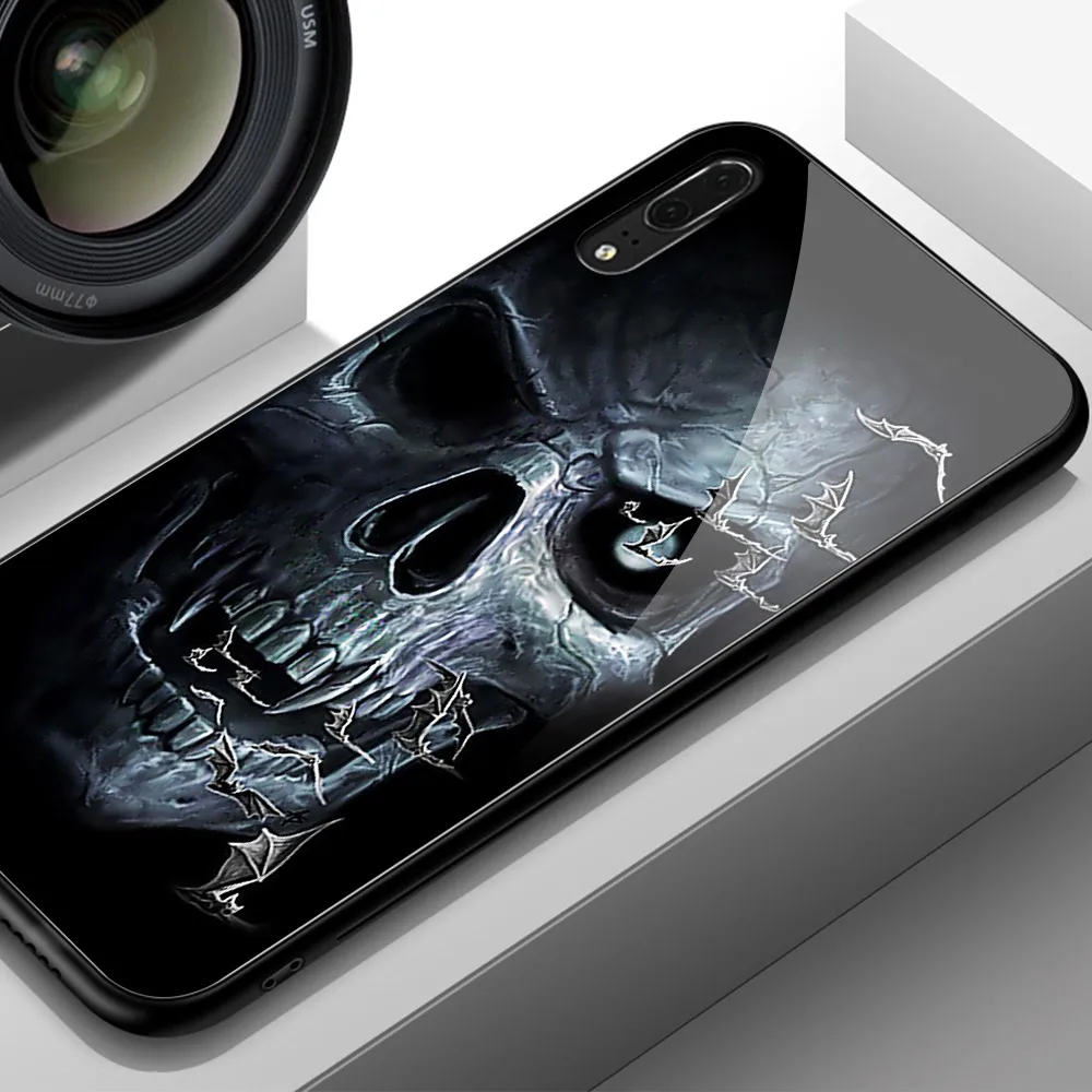 Чехол для huawei mate 10 Pro, чехол из закаленного стекла с изображением черепа для huawei mate 9 10 Pro P10 P20 Honor V9 V10 Play Nova 3e