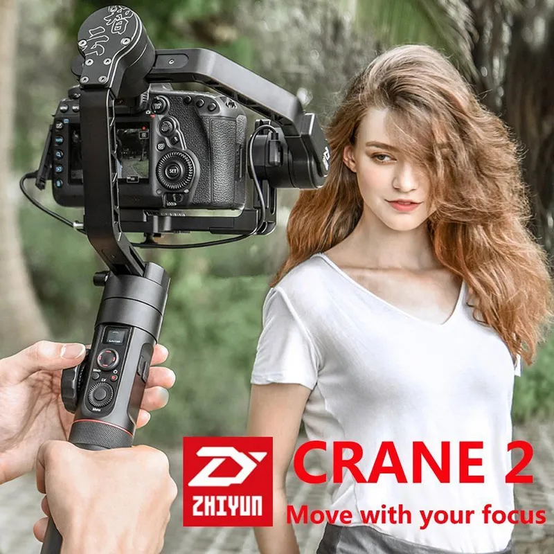 Zhiyun Crane 2 и 3 Осями для мобильного создания фильмов ручной видео Камера карданный Стабилизатор Для беззеркальных цифровых зеркальных фотокамер Камера в режиме реального времени для непрерывного изменения фокусировки камеры